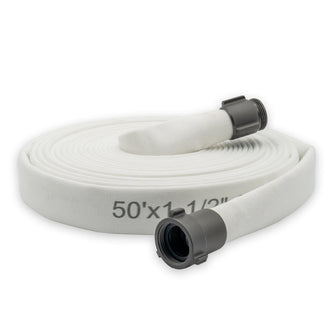 2" Double Jacket Water Pump Hose Threaded Fittings White